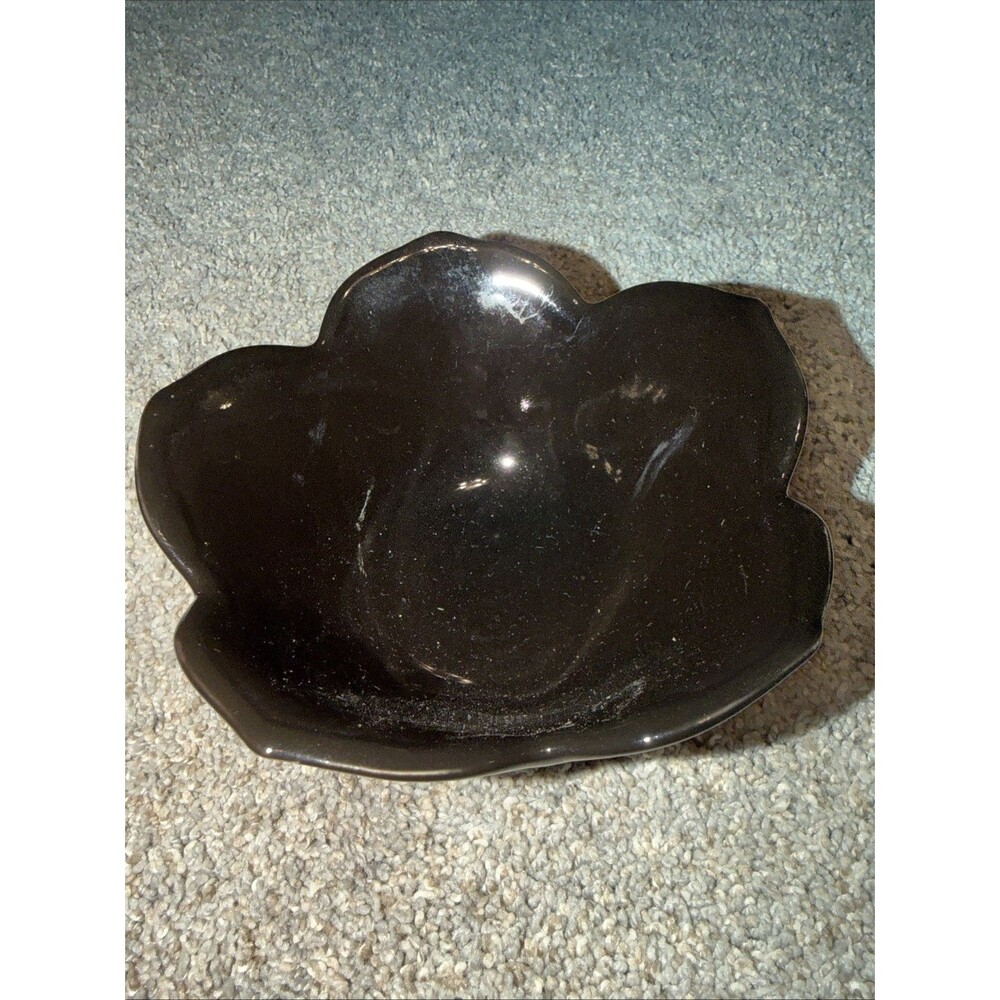 Pier 1 BLACK Lotus Flower Shaped 4.5”Bowl Vtg Ceramic Replacement Snack